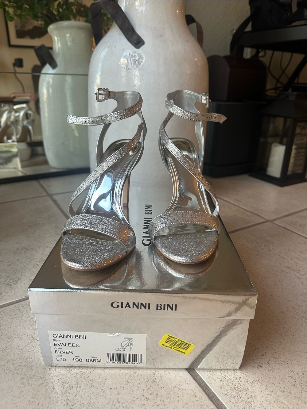 Gianni Bini Silver Metallic Strappy Heels